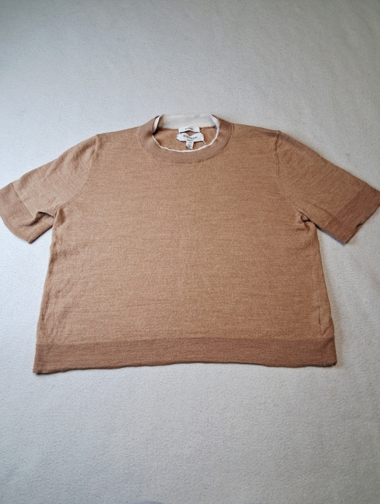 Hudson North Other - 100% Extra Fine Marino Wool Light Brown Short-Sleeve Knit Top